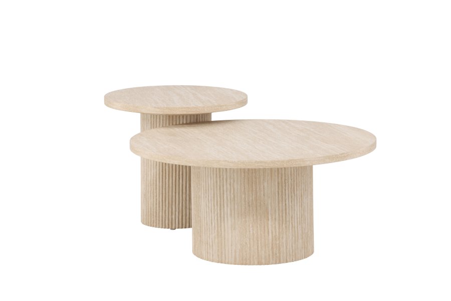 VENTURE HOME Hrn Salongbord 80x38 cm + 50x45 cm - Travertin-look