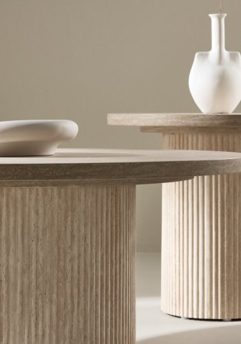 VENTURE HOME Hrn Salongbord 80x38 cm + 50x45 cm - Travertin-look