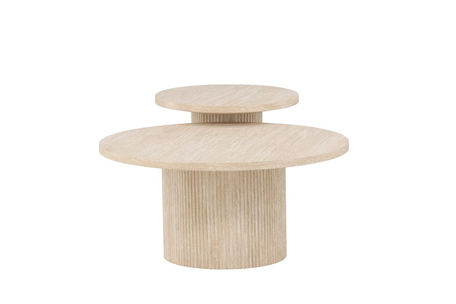 VENTURE HOME Hrn Salongbord 80x38 cm + 50x45 cm - Travertin-look