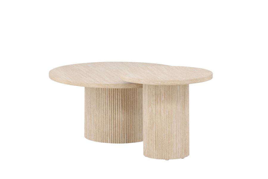 VENTURE HOME Hrn Salongbord 80x38 cm + 50x45 cm - Travertin-look