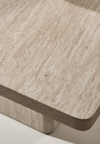 VENTURE HOME Qvart salongbord 80x80x46 cm + 50x50x56 cm - Travertin-utseende