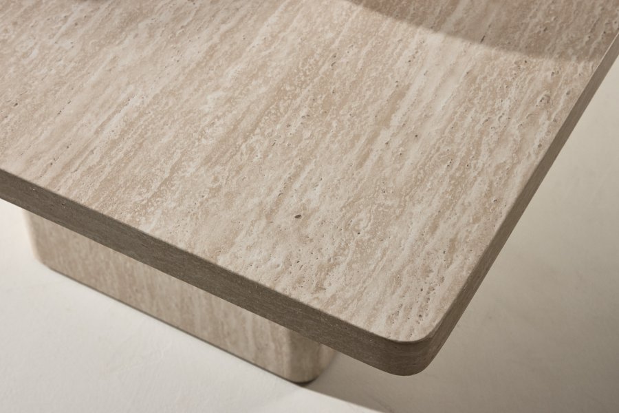 VENTURE HOME Qvart salongbord 80x80x46 cm + 50x50x56 cm - Travertin-utseende