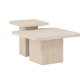VENTURE HOME Qvart salongbord 80x80x46 cm + 50x50x56 cm - Travertin-utseende