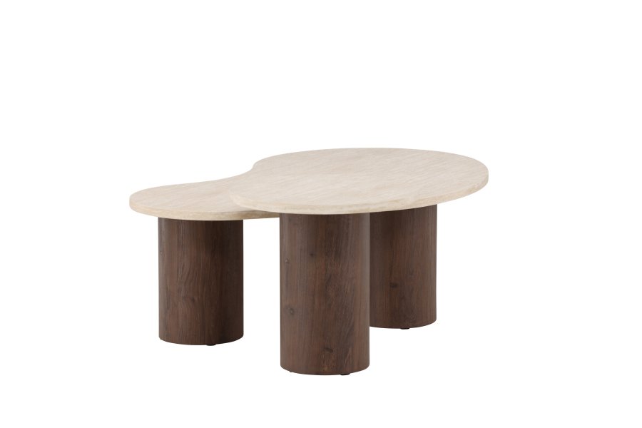 VENTURE HOME Megg salongbord 130*70*40 cm + 50x50 cm - Mokka/travertin-look