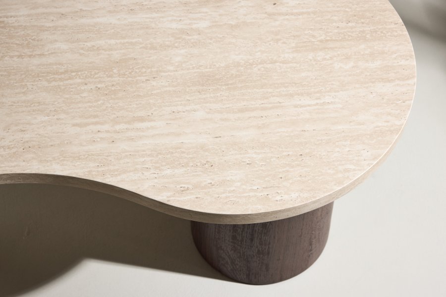 VENTURE HOME Megg salongbord 130*70*40 cm + 50x50 cm - Mokka/travertin-look