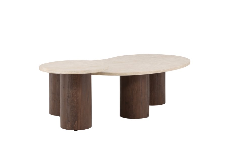 VENTURE HOME Megg salongbord 130*70*40 cm + 50x50 cm - Mokka/travertin-look