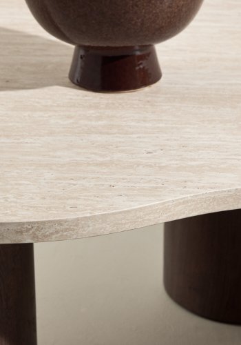 VENTURE HOME Megg salongbord 130*70*40 cm + 50x50 cm - Mokka/travertin-look