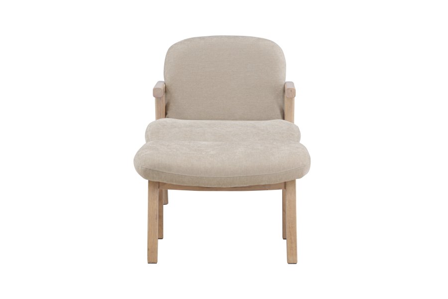 VENTURE HOME Rile lenestol + fotskammel - Hvitkalket/Beige