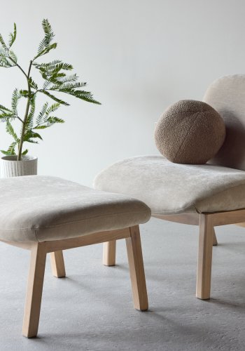 VENTURE HOME Rile lenestol + fotskammel - Hvitkalket/Beige