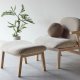 VENTURE HOME Rile lenestol + fotskammel - Hvitkalket/Beige