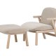 VENTURE HOME Rile lenestol + fotskammel - Hvitkalket/Beige