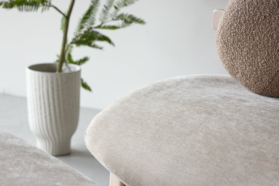 VENTURE HOME Rile lenestol + fotskammel - Hvitkalket/Beige