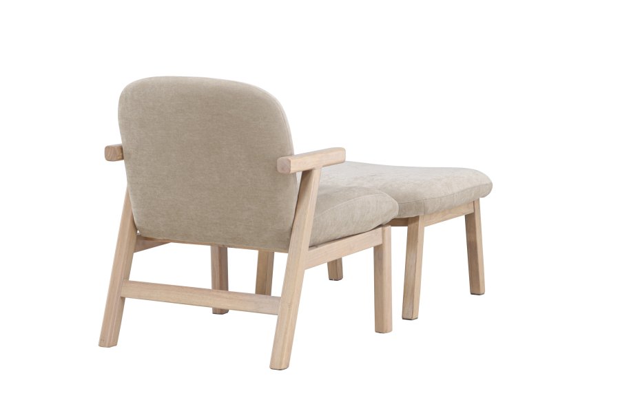 VENTURE HOME Rile lenestol + fotskammel - Hvitkalket/Beige