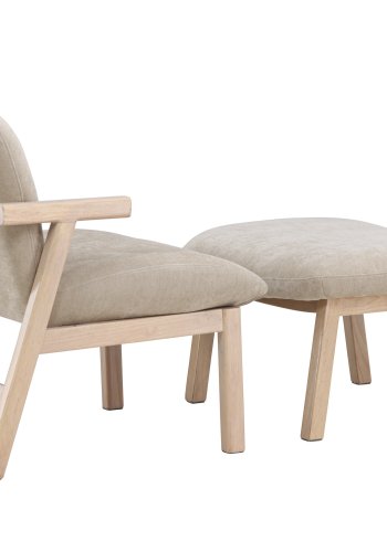 VENTURE HOME Rile lenestol + fotskammel - Hvitkalket/Beige