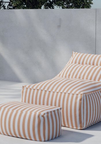VENTURE HOME Redang Relaxbag + Redang Ottoman Vit/ Persika randig