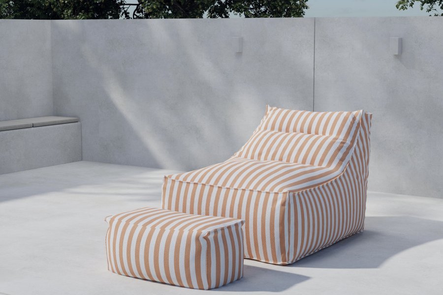 VENTURE HOME Redang Relaxbag + Redang Ottoman Vit/ Persika randig