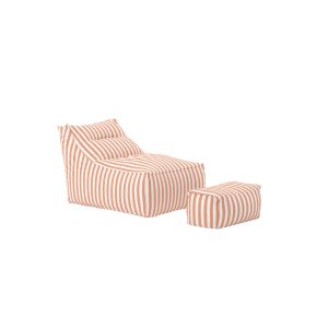 VENTURE HOME Redang Relaxbag + Redang Ottoman Vit/ Persika randig