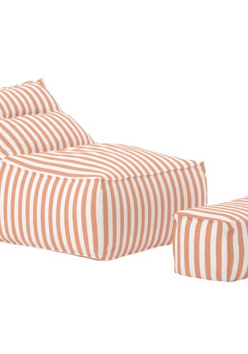VENTURE HOME Redang Relaxbag + Redang Ottoman Vit/ Persika randig