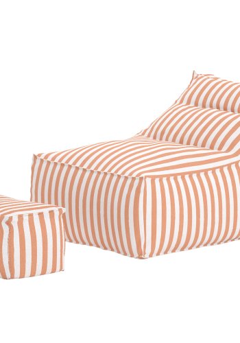 VENTURE HOME Redang Relaxbag + Redang Ottoman Vit/ Persika randig