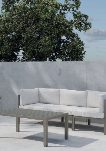VENTURE HOME Copacabana soffgrupp 2 + 1 med bord - Brun / Vit Boucl�