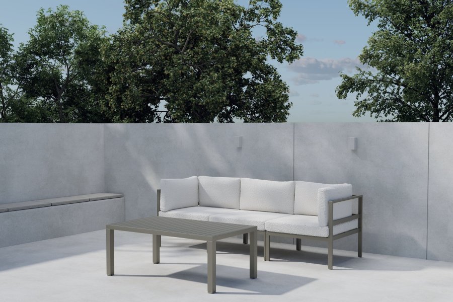 VENTURE HOME Copacabana soffgrupp 2 + 1 med bord - Brun / Vit Boucl�