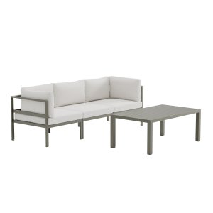 VENTURE HOME Copacabana soffgrupp 2 + 1 med bord - Brun / Vit Boucl�