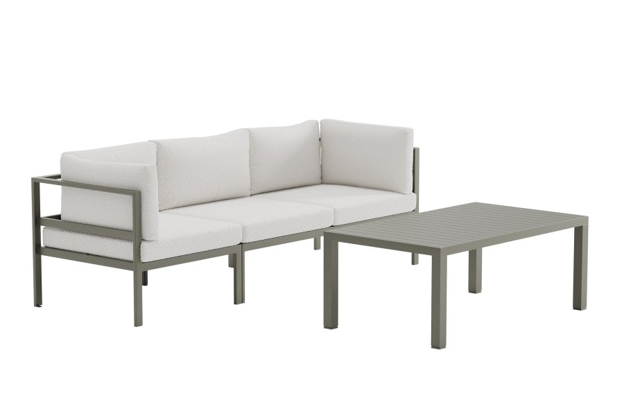VENTURE HOME Copacabana soffgrupp 2 + 1 med bord - Brun / Vit Boucl�