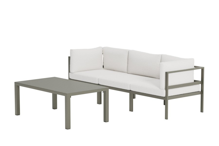 VENTURE HOME Copacabana soffgrupp 2 + 1 med bord - Brun / Vit Boucl�