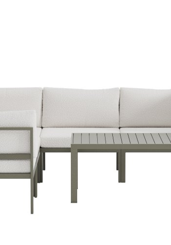 VENTURE HOME Copacabana h�rnsoffa 3 + 2 med bord - Brun / Vit Boucl�