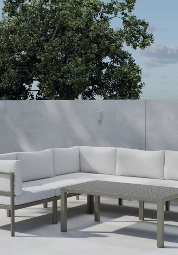 VENTURE HOME Copacabana h�rnsoffa 3 + 2 med bord - Brun / Vit Boucl�