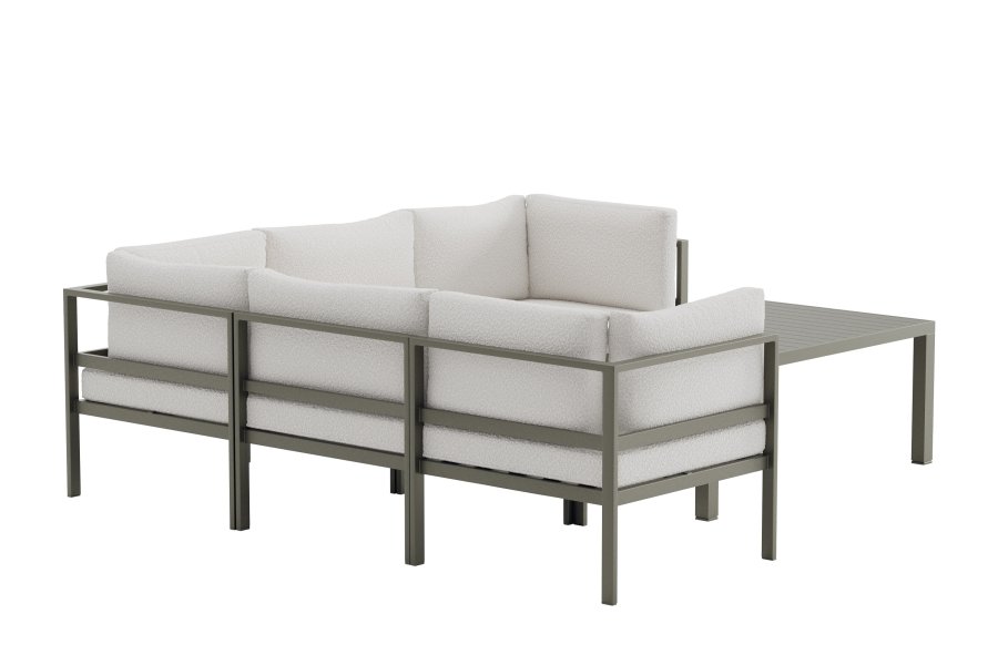 VENTURE HOME Copacabana h�rnsoffa 3 + 2 med bord - Brun / Vit Boucl�