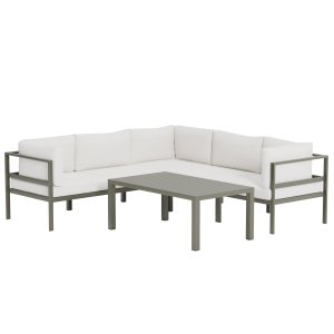 VENTURE HOME Copacabana h�rnsoffa 3 + 2 med bord - Brun / Vit Boucl�