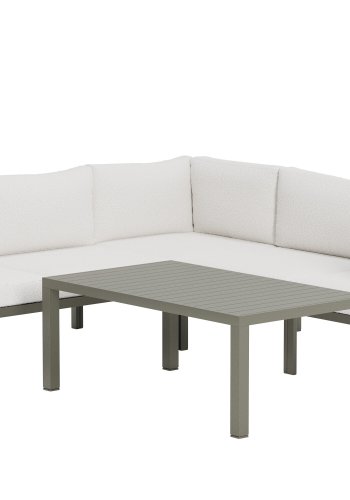 VENTURE HOME Copacabana h�rnsoffa 3 + 2 med bord - Brun / Vit Boucl�