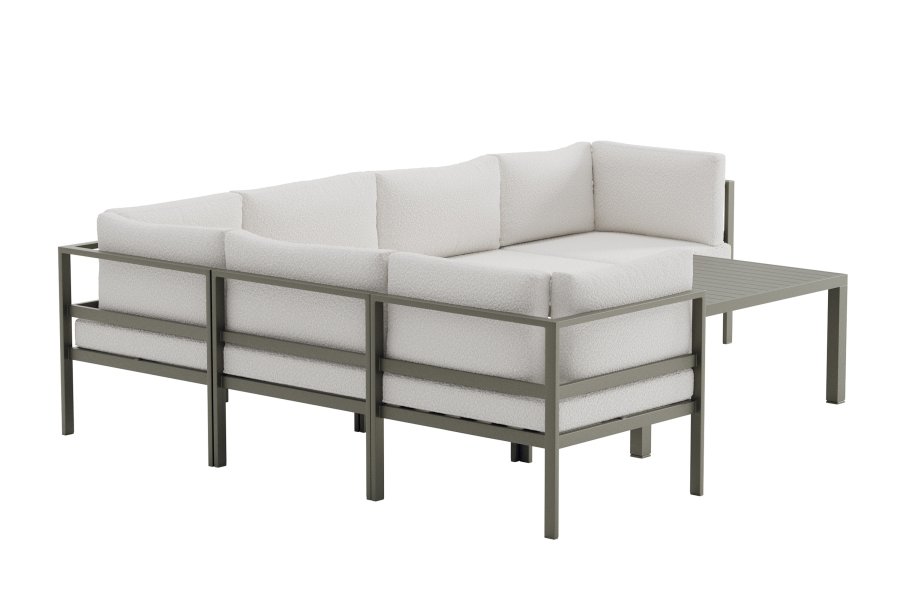 VENTURE HOME Copacabana H�rnsoffa 3 + 3 med Bord - Brun / Vit Boucl�