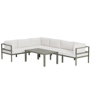 VENTURE HOME Copacabana H�rnsoffa 3 + 3 med Bord - Brun / Vit Boucl�