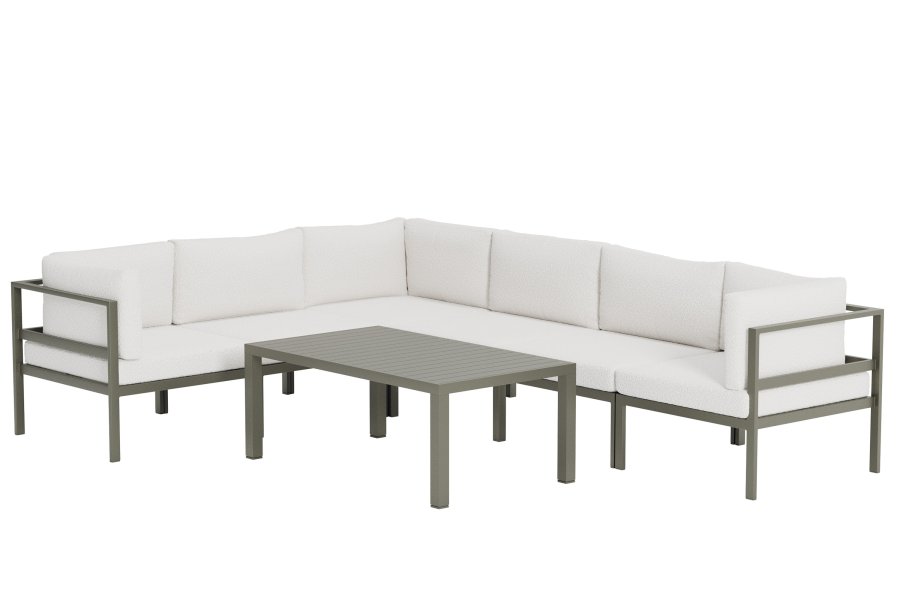 VENTURE HOME Copacabana H�rnsoffa 3 + 3 med Bord - Brun / Vit Boucl�
