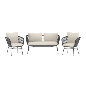 VENTURE HOME Isola Lounge Soffa med 2 Isola Lounge F�t�ljer - Svart / Svart Rotting