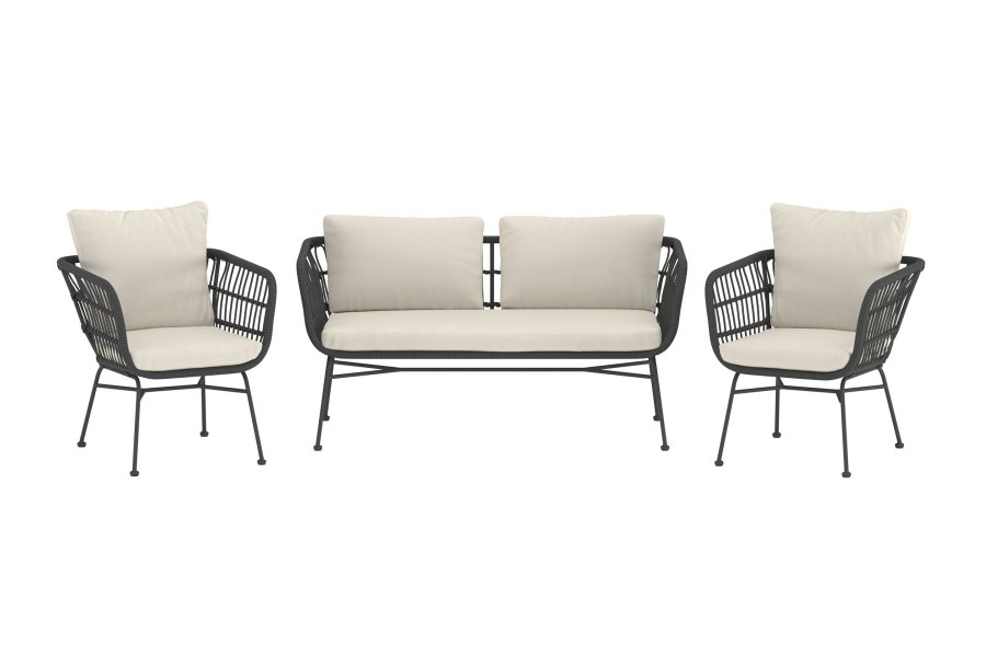 VENTURE HOME Isola Lounge Soffa med 2 Isola Lounge F�t�ljer - Svart / Svart Rotting