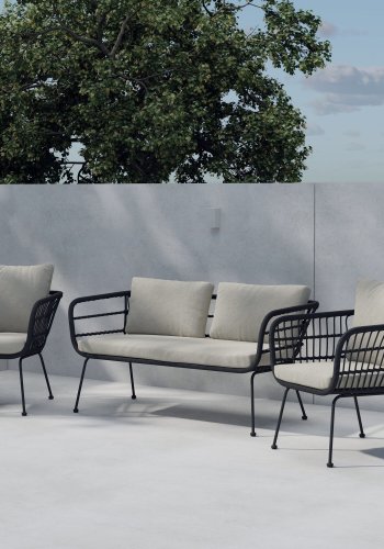VENTURE HOME Isola Lounge Soffa med 2 Isola Lounge F�t�ljer - Svart / Svart Rotting
