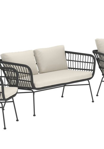 VENTURE HOME Isola Lounge Soffa med 2 Isola Lounge F�t�ljer - Svart / Svart Rotting