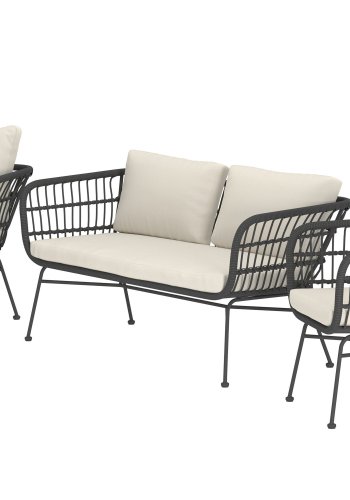 VENTURE HOME Isola Lounge Soffa med 2 Isola Lounge F�t�ljer - Svart / Svart Rotting