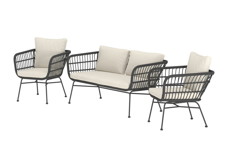 VENTURE HOME Isola Lounge Soffa med 2 Isola Lounge F�t�ljer - Svart / Svart Rotting