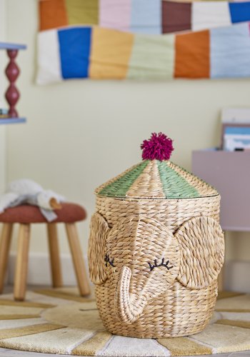 BLOOMINGVILLE MINI Bobo Korg med lock, Natur, Vattenhyacint (L35xH50xB35 cm)