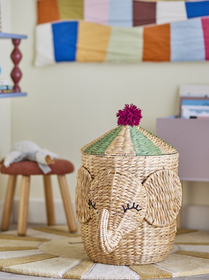 BLOOMINGVILLE MINI Bobo Korg med lock, Natur, Vattenhyacint (L35xH50xB35 cm)