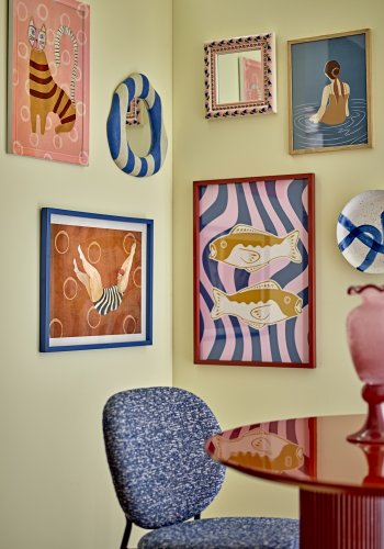 BLOOMINGVILLE Svela Illustration mit Rahmen, Braun, Kiefer (L62xH47xB2,5 cm)