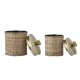 BLOOMINGVILLE Abas Glas, mit Deckel - Rattan und Messing Edelstahl (2er Set)