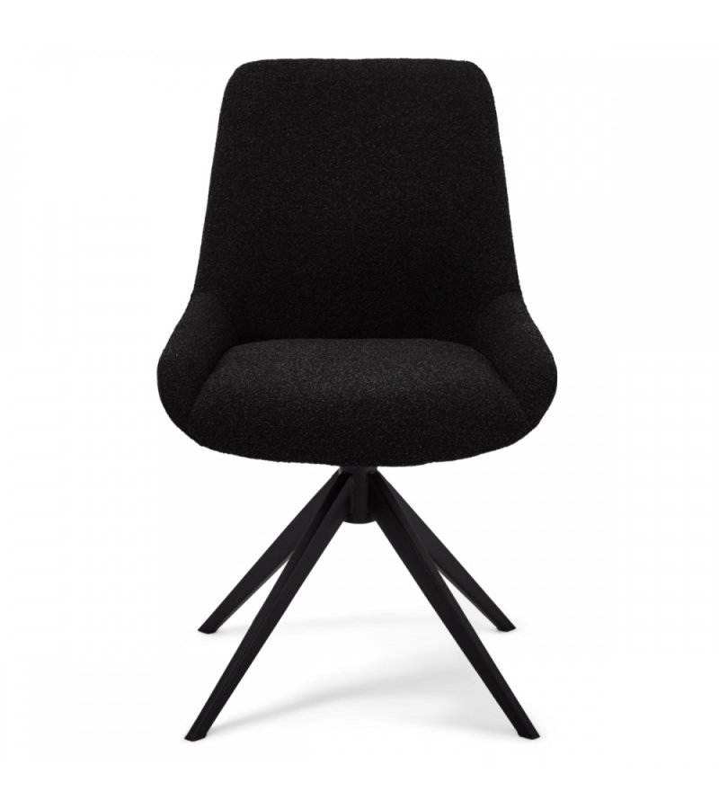 Helena spisebordsstol, med svingfunksjon - svart polyesterstoff og sort metall