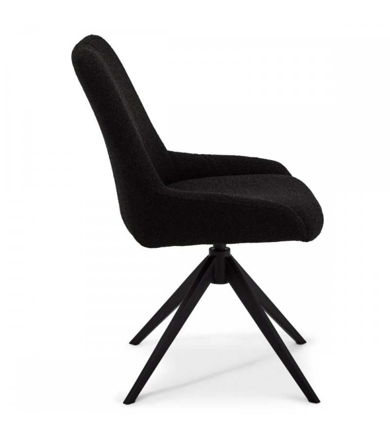 Helena spisebordsstol, med svingfunksjon - svart polyesterstoff og sort metall