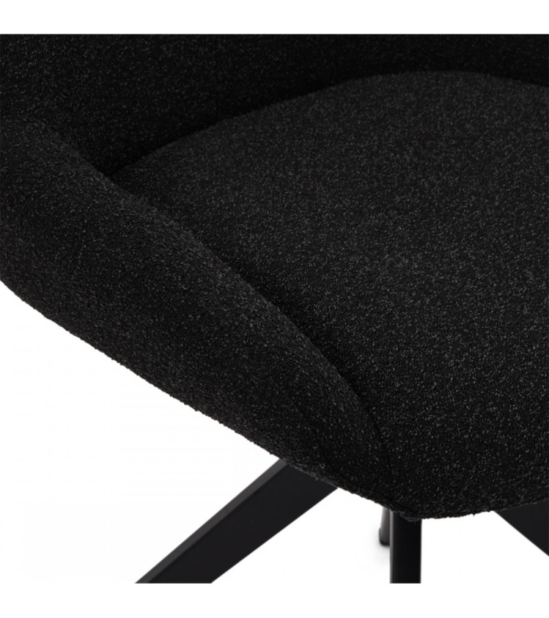 Helena spisebordsstol, med svingfunksjon - svart polyesterstoff og sort metall