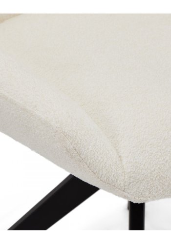 Helena spisebordsstol, med dreiefunksjon - hvitt polyesterstoff og sort metall